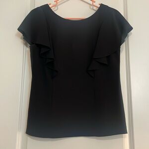 Banana Republic Black Ruffle Short Sleeve Blouse. Size 2.